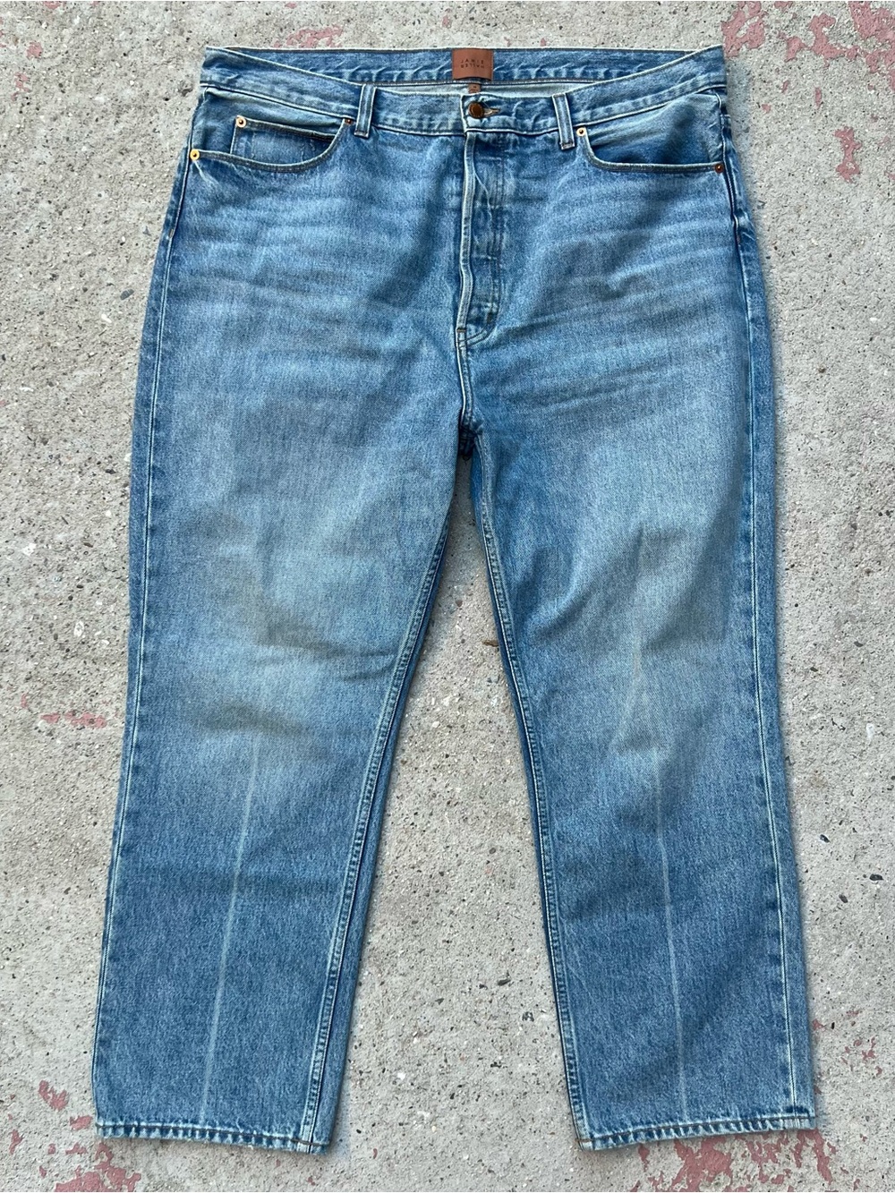 Jamie Haller Straight Leg Jeans Sz 34 Measures 41 Light Wash Baggy Quiet Luxury